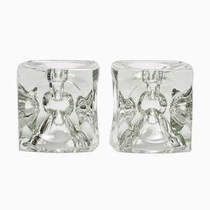 Glass Cube Candle Holders by Rudolf Jurnikl, 1970s, Set of 2