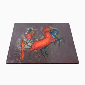 Vintage Ceramic 769 Plate with Horseman & Horses from Ruscha, 1970s