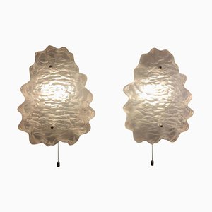 Iced Glass Wall Sconces, 1960s, Set of 2