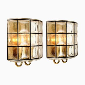 Iron and Bubble Glass Wall Lamps from Limburg, Germany, 1960s, Set of 2