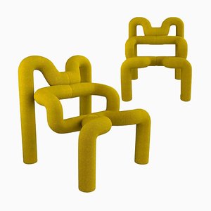 Yellow Lounge Chairs by Terje Ekstrom, Norway, 1980s, Set of 2
