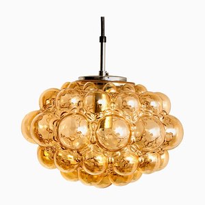 Amber Bubble Glass Pendant Lamp by Helena Tynell, 1960s