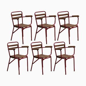 French Art Deco Patio Stacking Armchairs, Set of 6