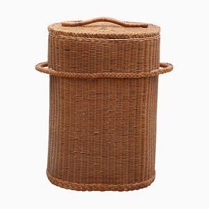 Large Vintage Rattan Wicker Storage Container