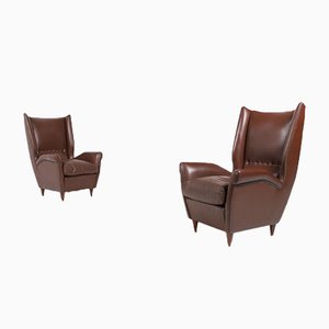 Set of Italian Model 512 Wingback Lounge Armchairs by Gio Ponti, 1950s