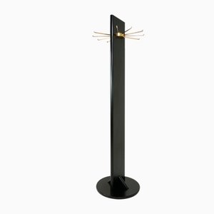 Swivel Wood and Black Lacquered Brass Coat Rack