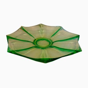 Art Deco Uranium Glass Platter from Niemen Glassworks