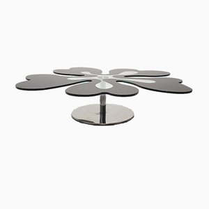 Table Flower Mid-Century en Chrome et Verre, Italie, 1980s