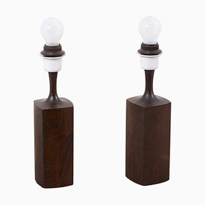 Wooden Table Lamps, Denmark, 1960s, Set of 2