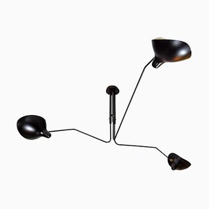 Black Enamelled 3 Arms Ceiling Light by Serge Mouille