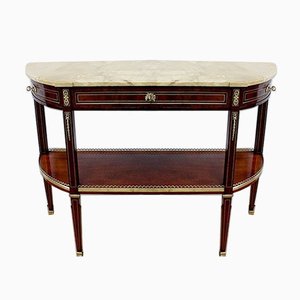 Large 18th Century Louis XVI Style Mahogany and Marble Console Table