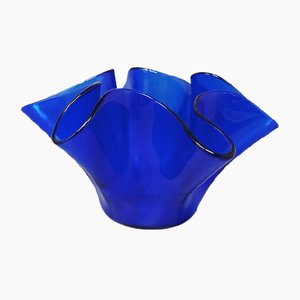 Italian Blue Murano Glass 'Fazzoletto' Vase by Dogi