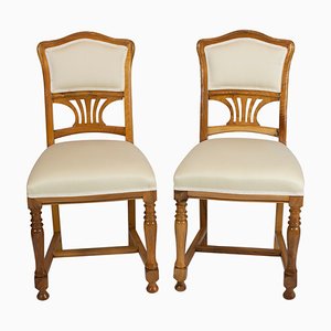 Art Nouveau Walnut Dining Chairs, Set of 2