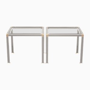 Chrome and Brass Side Tables, 1970s, Set of 2