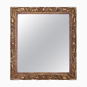 Neoclassical Empire Rectangular Gold Hand Carved Wooden Mirror, Spain, 1970s