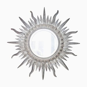 Mid-Century Sun Silver Wood French Mirror, 1960s
