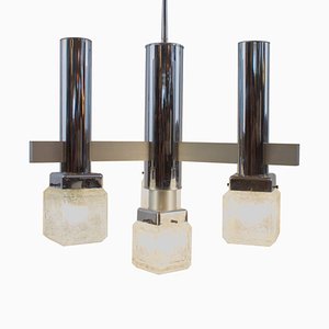 Lampadario a 4 luci con cubi in vetro Pulegoso in stile Sciolari, anni '70