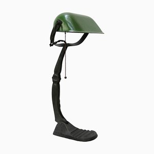 Vintage Green Enamel Bankers Table Lamp