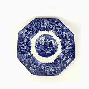 Antique English Blue & White Earthenware Stand/Plate from Wedgwood, 1910s