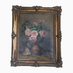 Pintura al óleo antigua sobre lienzo, años 20