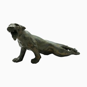 Panther Wooden Sculpture, Italy, 1970s