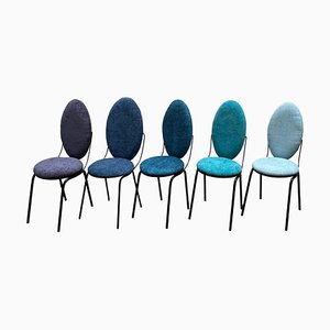 Oval Backrest Chairs, Italy, 1960s, Set of 5