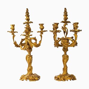 Louis XV Style Gilt Bronze Candelabras, Set of 2