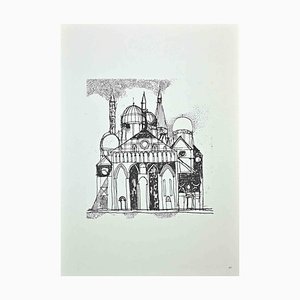 Franco Gentilini, The Big Church, Original Offset Print, 1970s