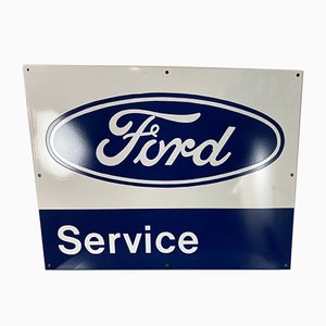Cartel de servicio Ford grande esmaltado, años 50