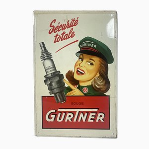 Pin-Up Gurtner Bougies Werbeschild aus Blech, Frankreich, 1950er