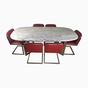 Marble Table and 6 Chairs, Set of 7