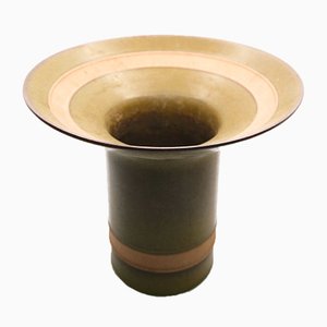 Mid-Century Olive Green and Sandstone Corolla Vase from Rosenthal Studio Linie