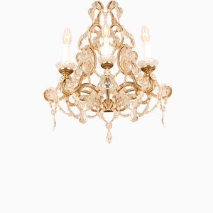 Italienische Mid-Century Macaroni Perlen Wandlampen aus Murano Glas, Kristallglas & Gold von Ercole Barovier, 2er Set