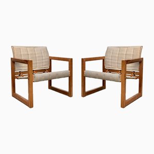 Set of Pine and Canvas Diana Safari Chairs by Karin Mobring for Ikea, 1970s