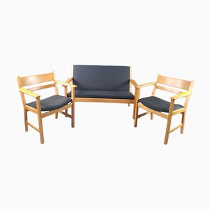 Set da salotto Mid-Century di Hans J. Wegner per Getama, Scandinavia, anni '60 o '70, set di 3