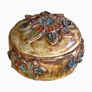 Box in Ceramic with Floral Decoration Pattern