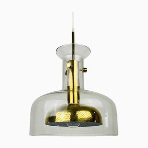 Glass and Brass Pendant Lamp by Anders Pehrson for Atelje Lantern, Sweden, 1960s