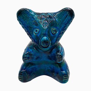 Koala Bear in Glazed Deep Rimini Blue Ceramic by Aldo Londi for Bitossi, 1965