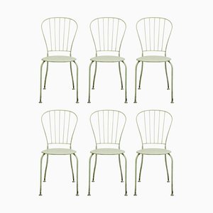 Austrian Mid-Century White Metal Stackable Garden Chairs, Set of 6