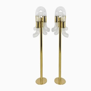 Brass and Murano Glass Floor Lamps by Aldo Nason for Mazzega, Italy, 1970s, Set of 2