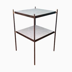 Mid-Century Brass & Faux Marble Side Table, 1960s