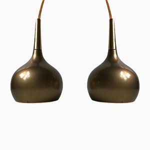 Vintage Brass Pendant Lamps by Hans-Agne Jakobsson for Markaryd, 1960s, Set of 2