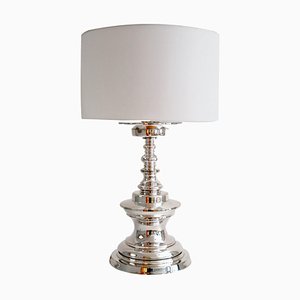 Italian Silver Plated Bronze Table Lamp, 1970s