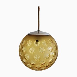 Italian Art Deco Pendant Lamp with Frosted Glass Globe, 1940s
