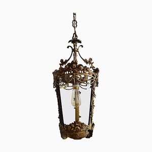 Italian Bronze Lantern with Flowers and Garlands, 1950s