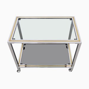 Italian Bar Cart or Trolley in Brass and Chrome, 1970s