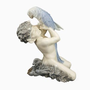 Figurine of Faun Holding a Parrot from Royal Copenhagen