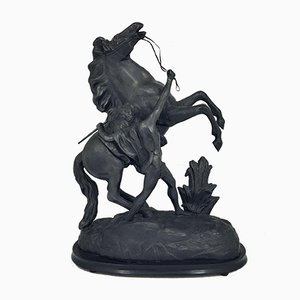 Figural Statue of Man & Rearing Horse