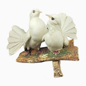 Capo De Monte Figure of a Doves on Naturalistic Plinth