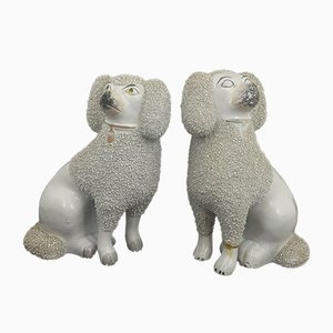 Staffordshire Figurines Large Spaniel Dogs, Set of 2